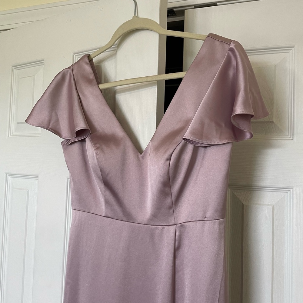 Revelry Mauve Flutter Sleeve Dress